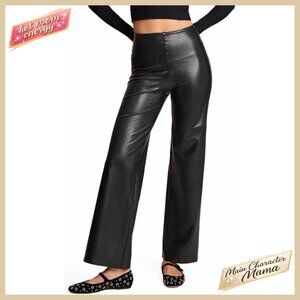 Faux Leather Wide Leg Pants High Rise Compression Chic Minimal Elegant